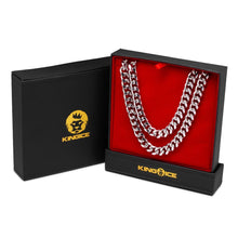 Load image into Gallery viewer, 12mm White Gold Stainless Steel Miami Cuban Choker Set